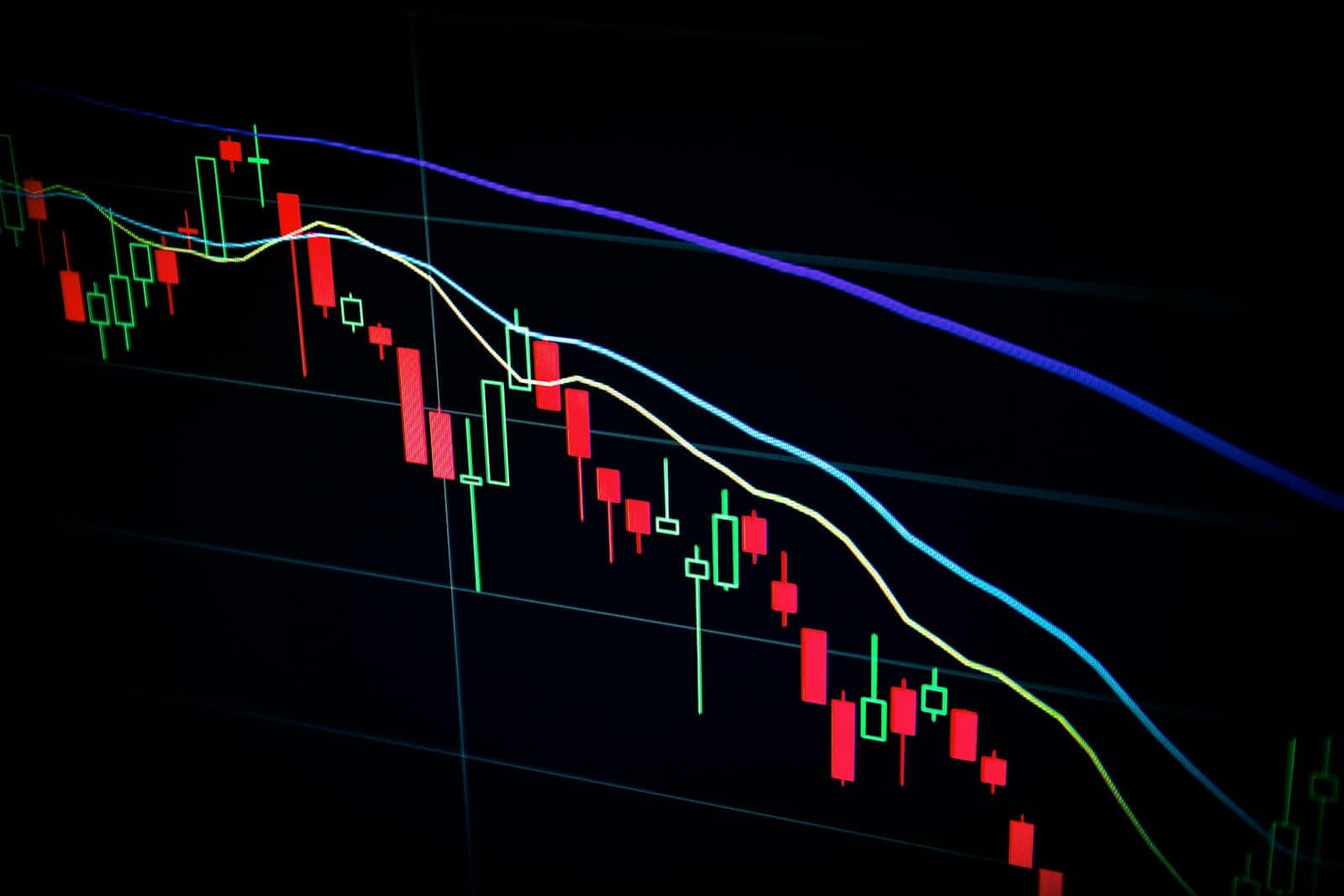 Trading floor screens with stock market data